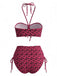 Costume da Bagno con Farfalle Halter - Rosso Rosa Anni '40 3