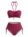 Costume da Bagno con Farfalle Halter - Rosso Rosa Anni '40 2