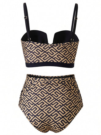 [Prevendita] Set Bikini Nero e Oro con Stampa Geometrica Twist Anni '50 2