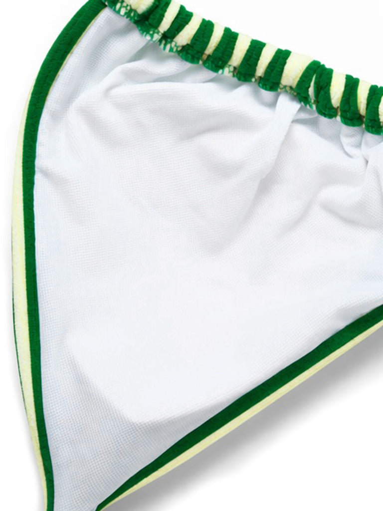 Set Bikini Halter Verde a Righe in Spugna Anni '50
