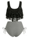Set Tankini Gotico in Rete a Righe con Stampa Pipistrello Anni '70 2