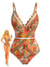 Costume da Bagno Floreale Hollow Patchwork - Arancione Anni '40