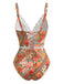 Costume da Bagno Floreale Hollow Patchwork - Arancione Anni '40 3