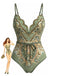 Costume Intero Verde Bohemien con Colletto a Petalo Anni '70