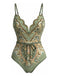 Costume Intero Verde Bohemien con Colletto a Petalo Anni '70 2