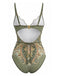 Costume Intero Verde Bohemien con Colletto a Petalo Anni '70 3