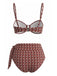 Costume da Bagno Chain con Stampa Vita Alta - Marrone Anni '40 3