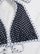 2PCS Set Bikini Nero Halter a Pois e Copricostume Anni '40 8
