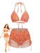 Set Bikini Arancione Floreale con Copricostume Anni '70
