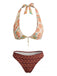 Set Bikini Marrone Anni '40 Reversibile Floreale con Schiena Scoperta