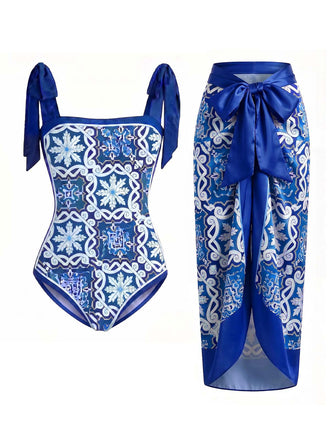 [Prevendita] Costume Intero Blu Tie-Dye e Copricostume Anni '70