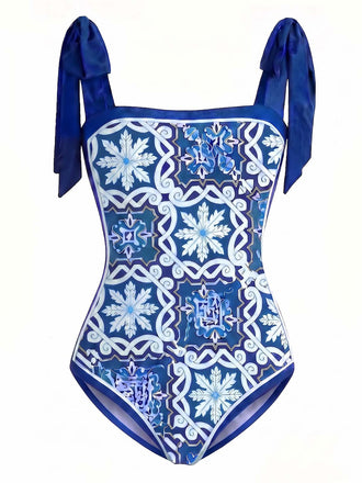 [Prevendita] Costume Intero Blu Tie-Dye e Copricostume Anni '70 2