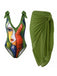[Prevendita] 2PCS Costume Multicolore Colorblock Astratto e Copricostume Anni '60