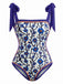 [Prevendita] Costume 2PCS con Copricostume Floreale con Fiocco Blu Anni '50 2