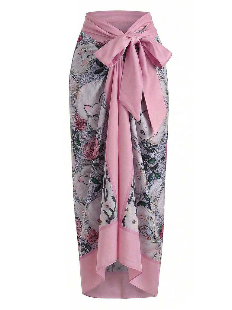 [Prevendita] Costume Intero con Copricostume a Stampa Gatti e Fiori Anni '60 3
