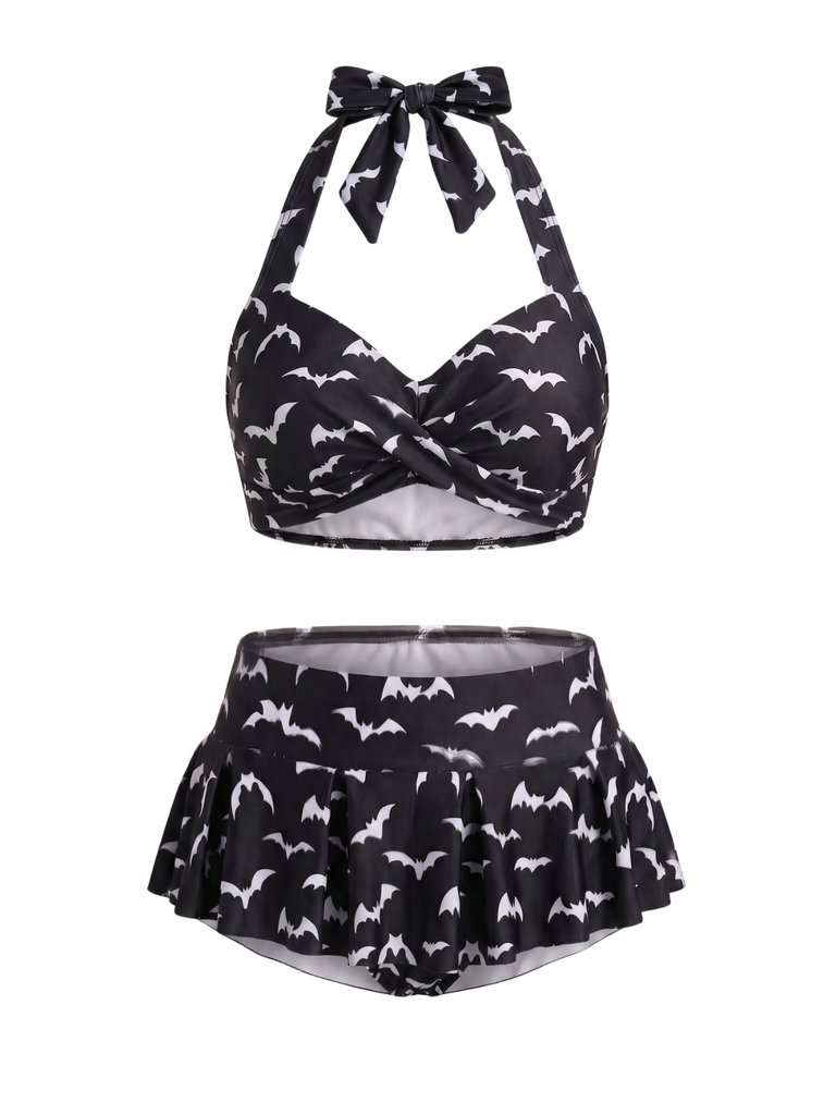[Prevendita] Set Bikini Nero con Pipistrello e Cuore Anni '60