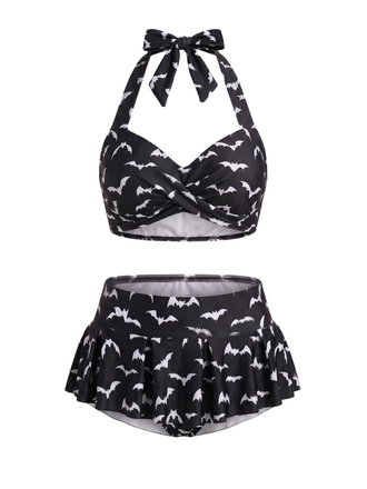 [Prevendita] Set Bikini Nero con Pipistrello e Cuore Anni '60