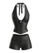 [Prevendita] Set Tankini Nero a Pois con Allacciatura all'Americana Anni '60