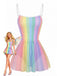 [Prevendita] Costume Intero con Gonna a Righe Arcobaleno Multicolore Anni '40