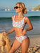 Set Tankini Rosso Anni '50 Floreale con Scollo a U con Bordo Zigzag