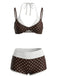 [Prevendita] Costume da Bagno a Pois Doppio Strato - Marrone Anni '50