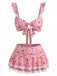 Bikini Set con Spalline a Volant con Bordi in Pizzo a Fiorellini Anni '40 2