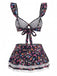 Bikini Set con Spalline a Volant con Bordi in Pizzo a Fiorellini Anni '40 14