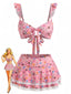 Set Bikini Anni '40 Floreale in Pizzo con Spalline a Volant