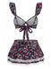Set Bikini Anni '40 Floreale in Pizzo con Spalline a Volant