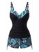 Set Tankini Anni '70 Bohémien con Scollo a V con Cinturino