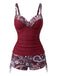 Set Tankini Anni '70 Bohémien con Scollo a V con Cinturino