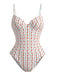 Costume Intero con Spalline Sottili a Fiorellini Arancione Anni '50