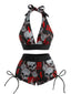 Set Bikini Anni '80 Punk con Teschio e Scollo All'americana