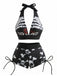 Set Bikini Anni '80 Punk con Teschio e Scollo All'americana
