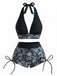 Set Bikini Anni '80 Punk con Teschio e Scollo All'americana