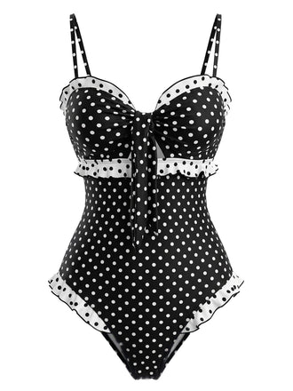 Costume Intero a Pois con Volant Patchwork Anni '40 2