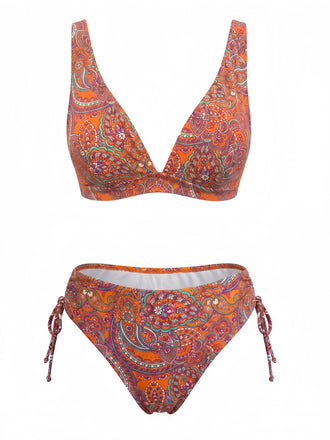 Tankini Set Bohemien con Scollo a V a Fiorellini Anni '70 2