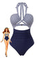 Costumi Intero Anni '50 a Righe con Cut-Out e Scollo All'americana