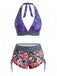 Set Bikini Multicolore Anni '80 Gotico con Teschio di Zucchero