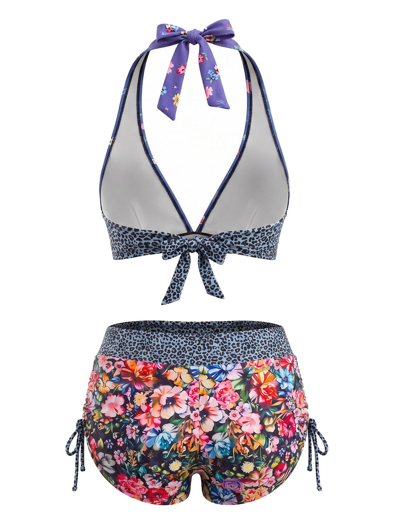 Set Bikini Multicolore Anni '80 Gotico con Teschio di Zucchero