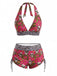 Set Bikini Multicolore Anni '80 Gotico con Teschio di Zucchero