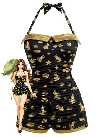 [Prevendita] Costume Intero Nero con Rana e Corona Anni '50