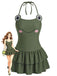 [Prevendita] Swimdress Verde con Stampa Rana e Volant Anni '50