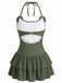 [Prevendita] Swimdress Verde con Stampa Rana e Volant Anni '50 5