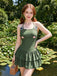 [Prevendita] Swimdress Verde con Stampa Rana e Volant Anni '50 3