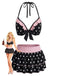 Set Bikini Nero Anni '40 a Pois con Scollo All'americana
