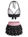 Set Bikini Nero Anni '40 a Pois con Scollo All'americana