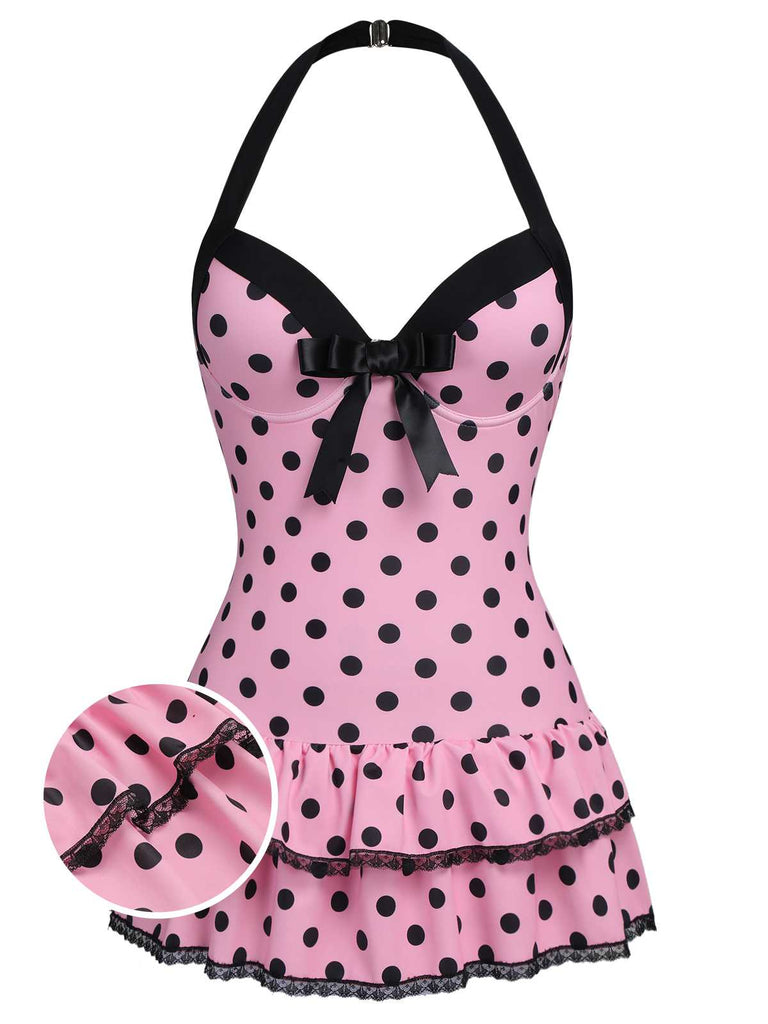 Costumi intero fiocco a pois bianco anni '40