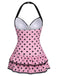 Costumi intero fiocco a pois bianco anni '40