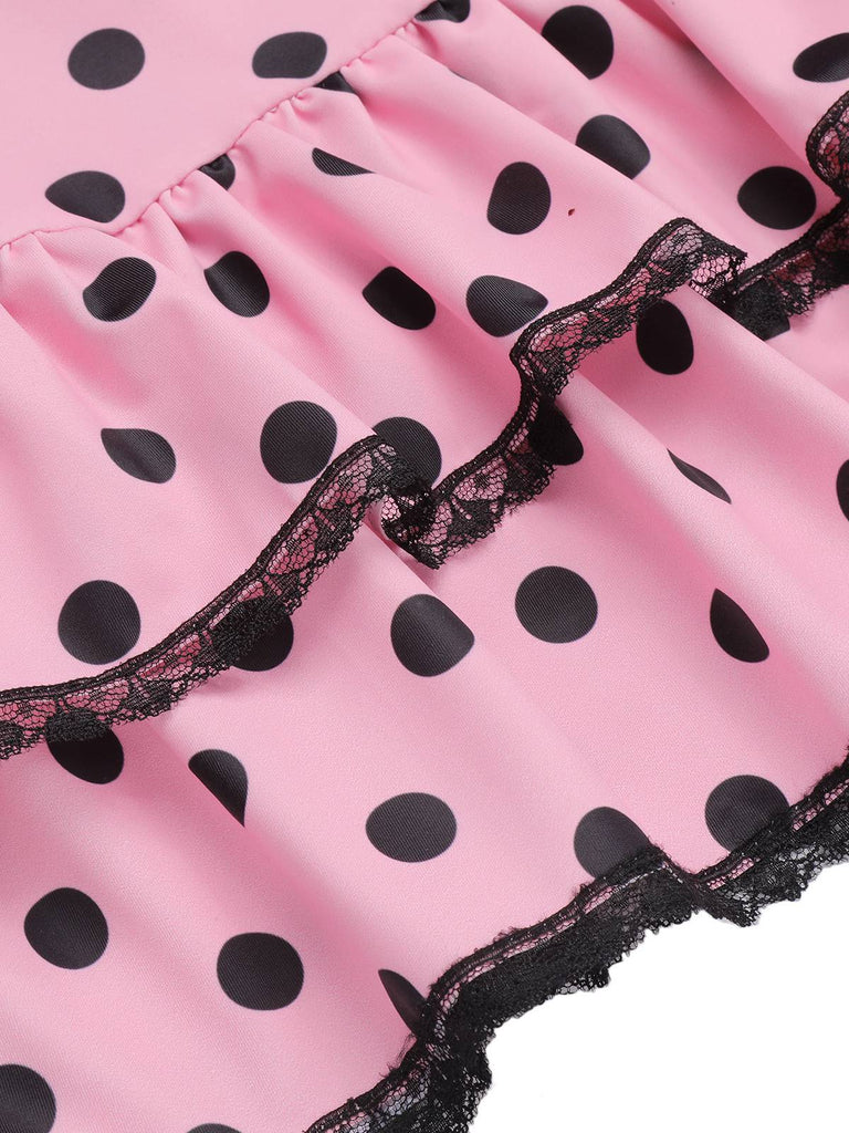 [Prevendita] [Taglia Forti] Costumi intero a pois verde chiaro anni '40